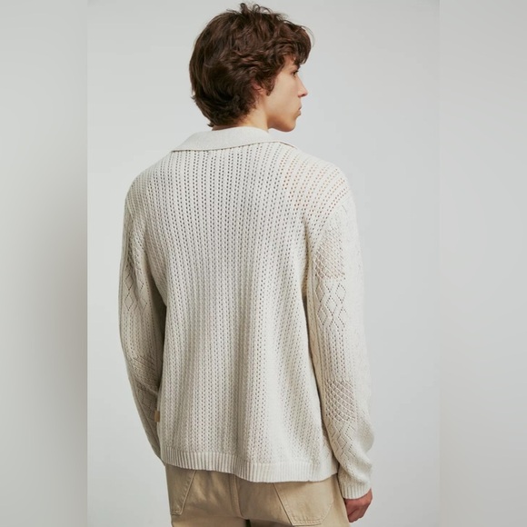 Urban Outfitters UO Zev Button-Down Cotton Polo Sweater Cardigan Size M - Picture 2 of 13